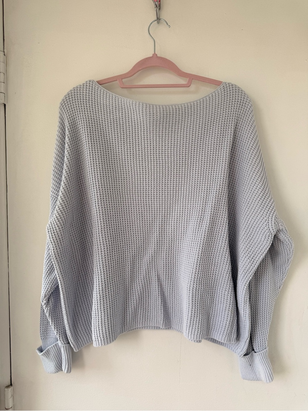 Light Blue Knit Boatneck Women's Sweater